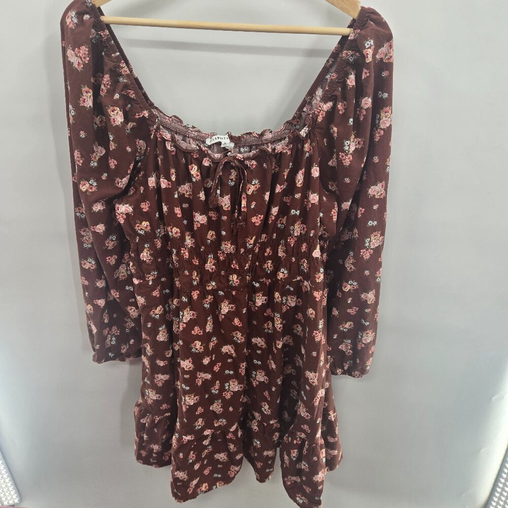 Celebrity Pink Brown Floral Milkmaid Mini Dress XL